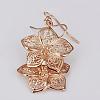 Real Rose Gold Plated Filigree Flower Tin Alloy Dangle Earrings EJEW-BB09720-RG-3