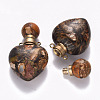 Heart Assembled Natural Bronzite and Synthetic Imperial Jasper Openable Perfume Bottle Pendants G-R484-01F-3