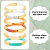 ANATTASOUL 6Pcs 6 Colors Acrylic Curved Tube Beaded Stretch Braceles Set for Women BJEW-AN0001-53-6