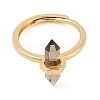 Double Pointed Hexagonal Prism  Natural Smoky Quartz Adjustable Rings for Women RJEW-G327-01G-05-2