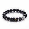 10MM Natural Black Onyx(Dyed & Heated) and Howlite Beaded Stretch Bracelets RH2290-1-1