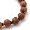 Natural Wood Beaded Stretch Bracelets BJEW-JB05464-01-2