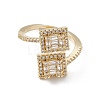 Clear Cubic Zirconia Rectangle Open Cuff Ring RJEW-G276-06G-2