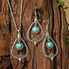 Bohemian Style Alloy & Synthetic Turquoise Pendant Necklaces & Dangle Earrings Sets WG2E1B4-08-1