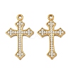 304 Stainless Steel Micro Pave Clear Cubic Zirconia Pendants CU-CBAF0F8-02C-G-1