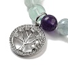 Natural Fluorite Round Beaded Chakra Stretch Bracelets BJEW-K251-01C-2