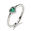 Heart Natural Dyed & Heated Green Onyx Agate Adjustable Rings RJEW-Q818-02P-04-2