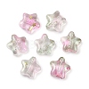 Transparent Spray Painted Frosted Glass Beads X2-GLAA-NH0003-01A-1
