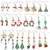 12 Pairs 12 Style Christmas Theme Alloy Dangle Earrings EJEW-SC0001-33-1