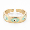 Real 16K Gold Plated Brass Enamel Cuff Rings RJEW-N037-001-NF-2
