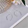 Rhodium Plated 925 Sterling Silver Simple Oval Dangle Earrings for Women JE1080A-5