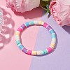 Rainbow Color Disc Handmade Polymer Clay Beaded Stretch Kid Bracelets for Girls BJEW-JB10351-01-2