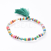 Polymer Clay Heishi Bead Stretch Charm Bracelets BJEW-JB04562-05-1
