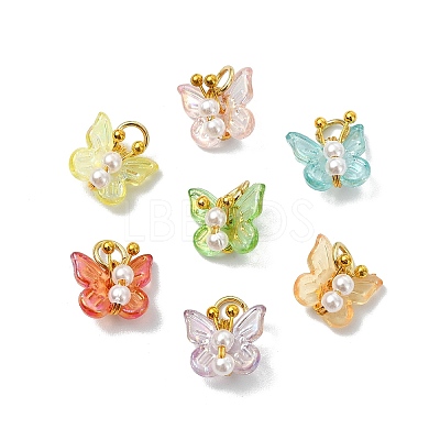 50Pcs Transparent Acrylic with ABS Plastic Pearl Charms PALLOY-CJ00181-1