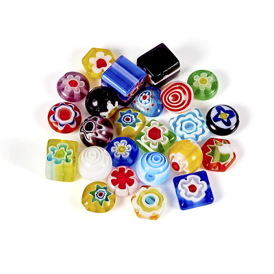 Handmade Millefiori Glass Beads LAMP-KS0001-01-1