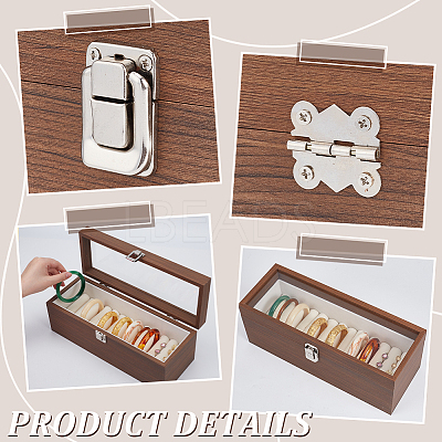 Black Walnut Wood Bracelet Organizer Display Cases with Velvet Inside and Visible Window Lid BDIS-WH0011-05-1