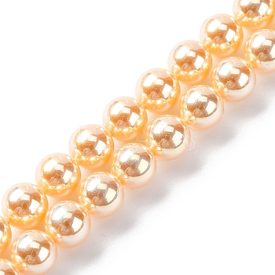 UV Plating Pearlized Glass Pearl Beads Strands GLAA-F128-01A-T6-1