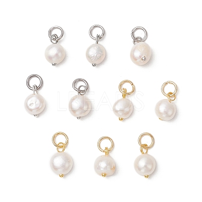 10Pcs 2 Colors Natural Cultured Freshwater Pearl Potato Charms PALLOY-JF03920-1