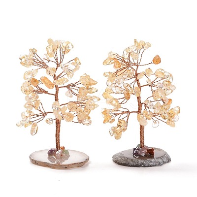 Natural Citrine Chips & Agate Pedestal Display Decorations DJEW-A001-04D-1