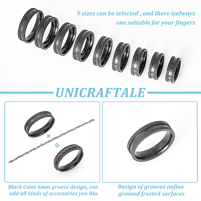 18Pcs 9 Size 201 Stainless Steel Grooved Finger Ring for Men Women STAS-UN0045-60B-EB-1