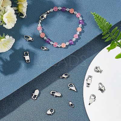 14Pcs 7 Style Polished 316 Surgical Stainless Steel Lobster Claw Clasps STAS-UN0023-46-1