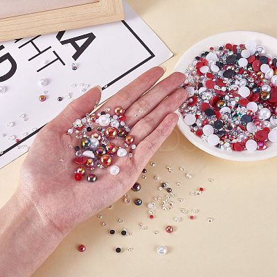 60g Resin patch multi size mixed pearl patch DIY jewelry accessories(2 bags) JX586G-1