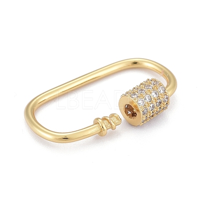 Brass Micro Pave Clear Cubic Zirconia Screw Carabiner Lock Charms ZIRC-E164-11G-1