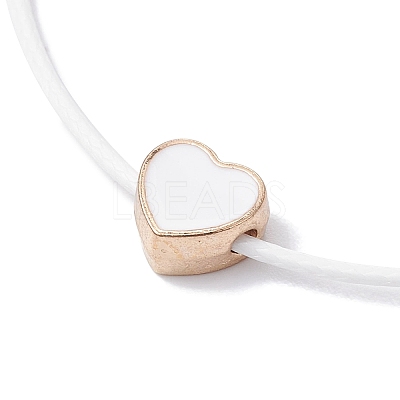 Alloy Enamel Heart Braided Bead Bracelet BJEW-JB09739-01-1