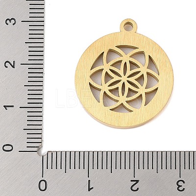 Preserved Fresh Flower 304 Stainless Steel Rhinestone Pendants STAS-S139-01G-03-1