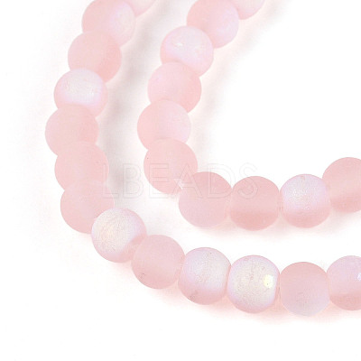 Frosted Transparent Glass Beads Strands GLAA-T032-T4mm-MBB10-1