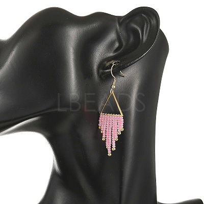 304 Stainless Steel Glass Tassel Dangle Earrings EJEW-MZ00828-1