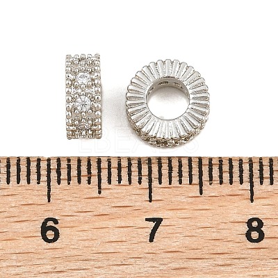 Brass Micro Pave Clear Cubic Zirconia European Beads CU-CBA6A75-13P-1