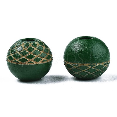 Painted Natural Wood Beads WOOD-S057-072J-1