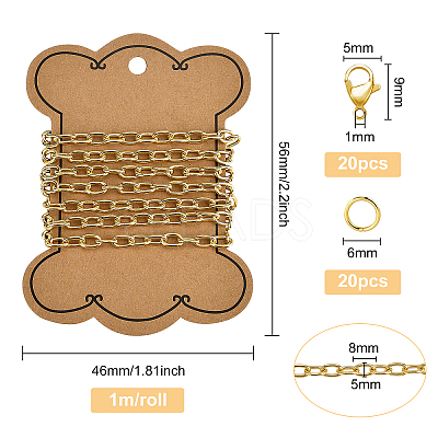 1M Brass Oval Paperclip Chains CHC-BC0001-15-1