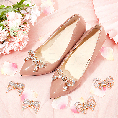 6Pcs 3 Styles Bowknot Alloy Rhinestone Shoe Decorations FIND-CP0002-22B-1