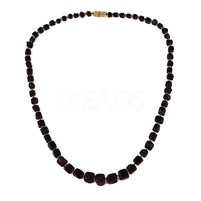 Natural Bloody Amber Nuggets Graduated Beaded Necklaces with Brass Clasps & Seed Beads NJEW-N064-06-1