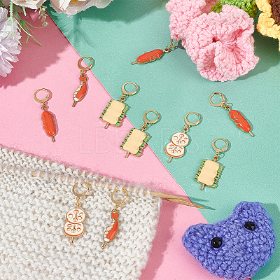 Food Theme Alloy Enamel Pendant Stitch Markers HJEW-AB00346-1