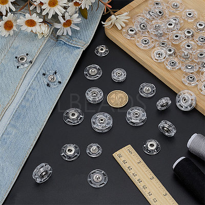 40Pcs 4 Styls Acrylic & Stainless Steel Snap Buttons BUTT-FG0001-48-1