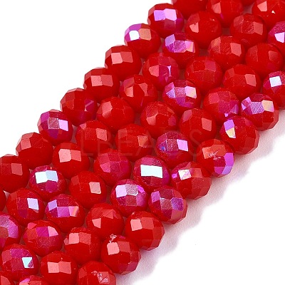 Electroplate Opaque Solid Color Glass Beads Strands EGLA-A044-P4mm-L15-1