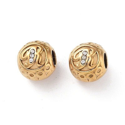 Ion Plating(IP) 304 Stainless Steel Rhinestone European Beads STAS-A092-10R-G-1