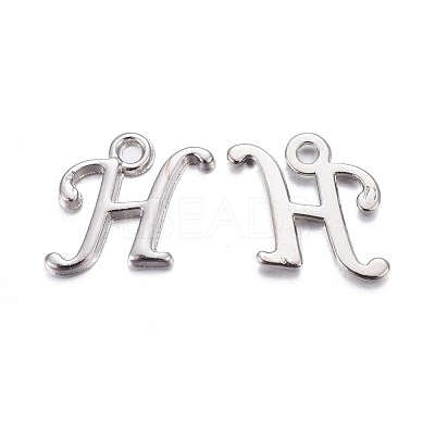 Platinum Plated Alloy Letter Pendants PALLOY-J718-01P-H-1