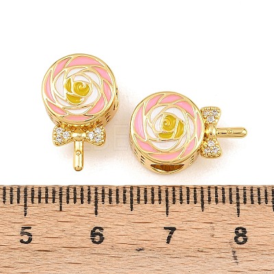Brass Micro Pave Clear Cubic Zirconia European Beads KK-Z140-01G-1
