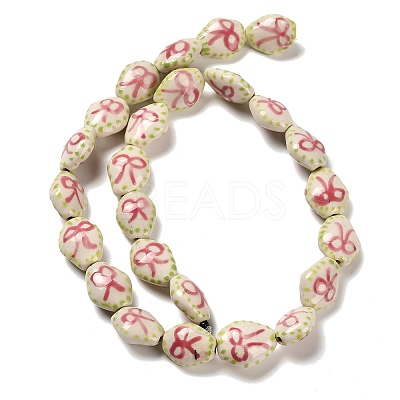 Flower Theme Printed Handmade Porcelain Beads LS-LAMP-D303-06A-02-1