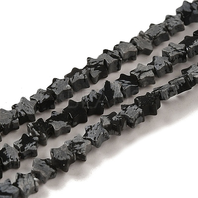 Natural Snowflake Obsidian Beads Strands G-G085-B37-01-1