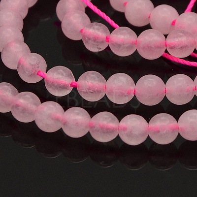 Round Natural Rose Quartz Beads Strands G-N0120-07-4mm-1