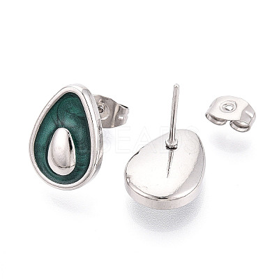 304 Stainless Steel Enamel Stud Earrings EJEW-T047-23P-1