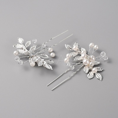 Wedding Bridal Alloy Rhinestone Hair Forks MRMJ-WH0012-28-1