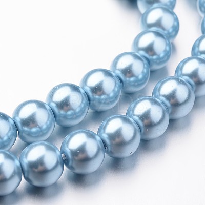 Eco-Friendly Dyed Glass Pearl Round Bead Strands X-HY-A008-8mm-RB006-1