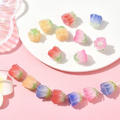 16Pcs 4 Colors Gradient Color Opaque Acrylic Beads MACR-CJ0002-32-1