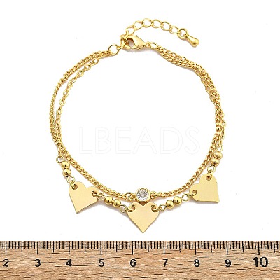 Brass Micro Pave Clear Cubic Zirconia Multi-strand Bracelets BJEW-U020-11G-1